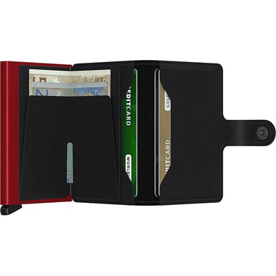 Secrid Miniwallet Matte Kartlık Cüzdan, Siyah-Kırmızı
