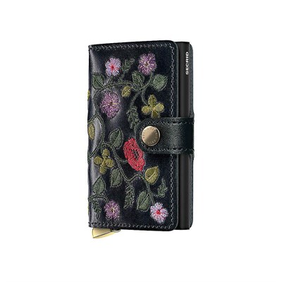 Secrid Premium Miniwallet+ Stitch Floral Kartlık Cüzdan, Siyah