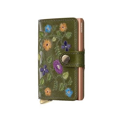 Secrid Premium Miniwallet+ Stitch Floral Kartlık Cüzdan, Yeşil