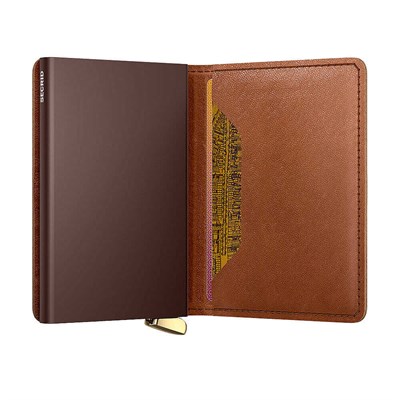 Secrid Premium Slimwallet+ Emboss Lines Kartlık Cüzdan, Kahve