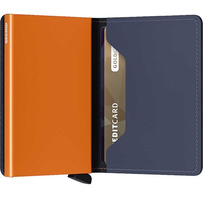 Secrid Slimwallet Matte Cüzdan, Gece Mavisi-Turuncu
