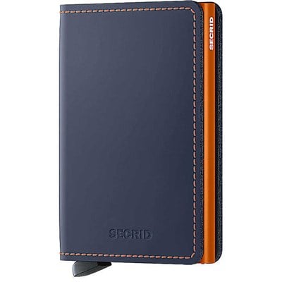 Secrid Slimwallet Matte Cüzdan, Gece Mavisi-Turuncu