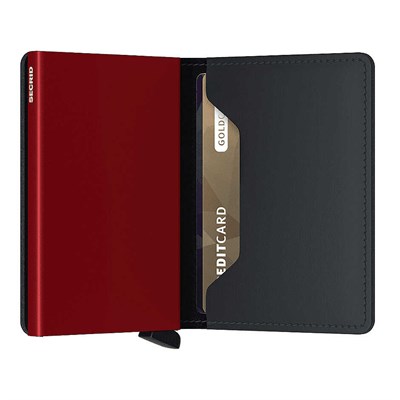 Secrid Slimwallet Matte Cüzdan, Siyah-Kırmızı