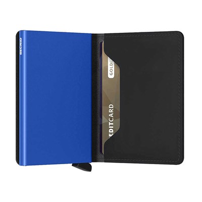 Secrid Slimwallet Matte Kartlık Cüzdan, Siyah-Mavi