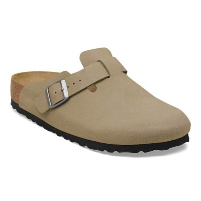 Birkenstock Boston Birko-Flor Nubuk Unisex Terlik, Açık Haki