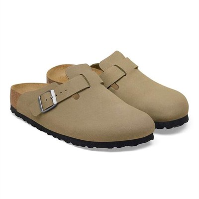 Birkenstock Boston Birko-Flor Nubuk Unisex Terlik, Açık Haki