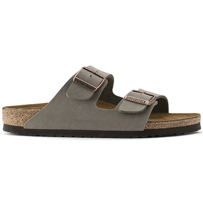 Birkenstock Arizona Birko-Flor Nubuk Unisex Terlik, Taş