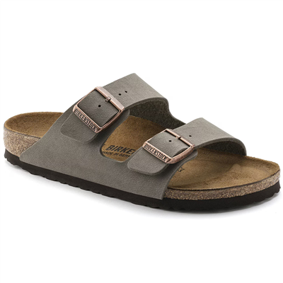 Birkenstock Arizona Birko-Flor Nubuk Unisex Terlik, Taş