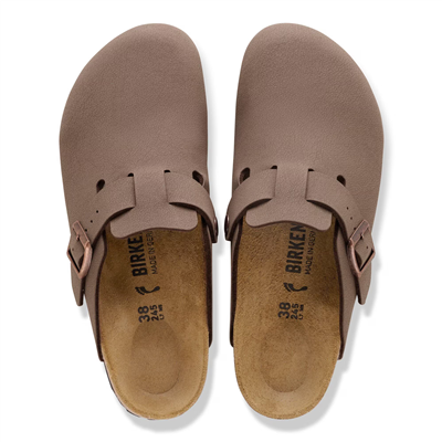 Birkenstock Boston Birko-Flor Nubuk Unisex Terlik, Açık Kahve