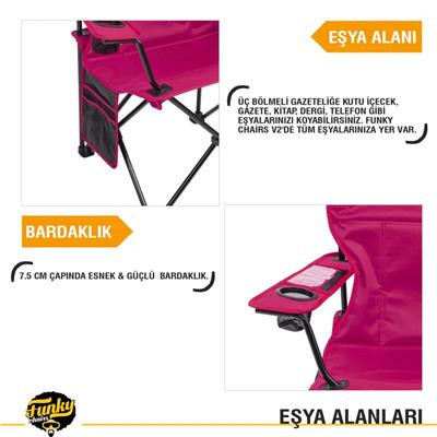 Funky Chairs Cool Ice Lüks Kamp Sandalyesi, Fuşya