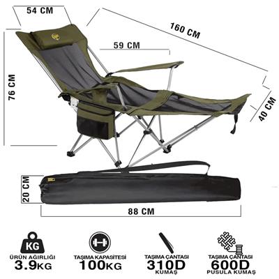 Funky Chairs Lazy 3 Plus Kamp Sandalyesi, Haki