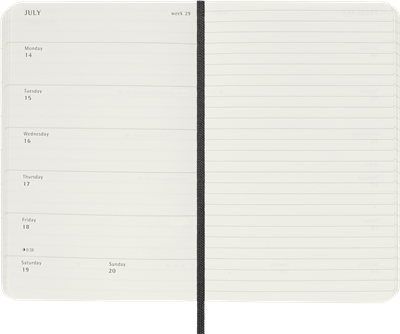 Moleskine Cep Boy 12 Ay Haftalık Yumuşak Kapak Ajanda, Siyah