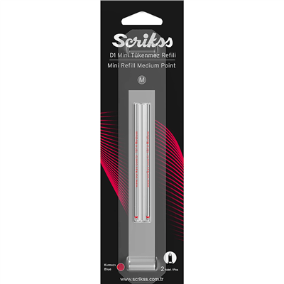 Scrikss D1 Mini MultiTükenmezkalem 2li Yedek Refil, Kırmızı