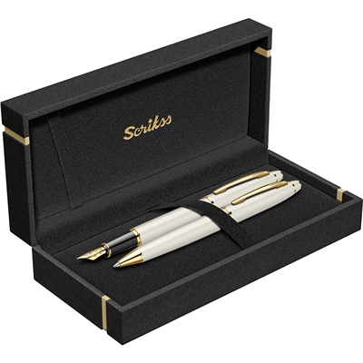 Scrikss Noble 35 Dolmakalem ve Tükenmezkalem Seti, Beyaz-Altın