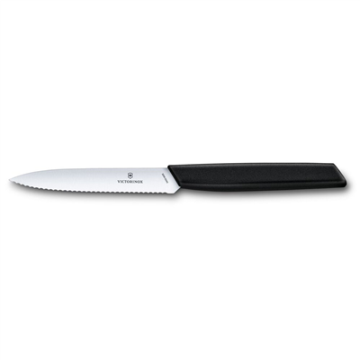 VICT.SWISS MODERN SOYMA BIÇAĞI,10CM,TIRTIKLI,SİYAH