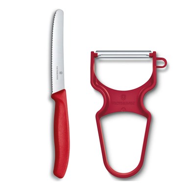 Victorinox 6.7111.23 Swiss Classic Soyma Bıçağı + Soyacak 2li Set, Kırmızı