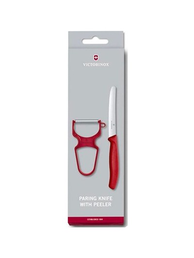 Victorinox 6.7111.23 Swiss Classic Soyma Bıçağı + Soyacak 2li Set, Kırmızı