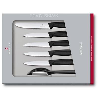 Victorinox 6.7113.6G Siyah Bıçak Seti, 6 Parça Hediye Kutulu