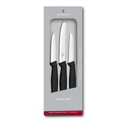 Victorinox 6.7113.3G Siyah Bıçak Seti, 3 Parça Hediye Kutulu