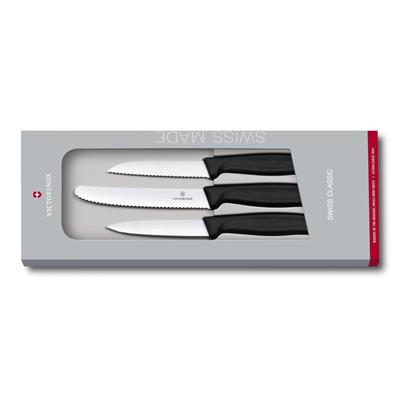Victorinox 6.7113.3G Siyah Bıçak Seti, 3 Parça Hediye Kutulu
