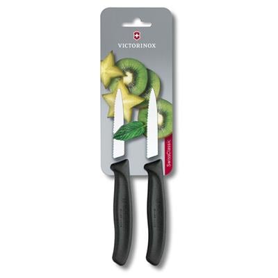 Victorinox 6.7633.B 8cm Siyah 2li Tırtıklı Soyma Bıçağı, Blisterli Paket