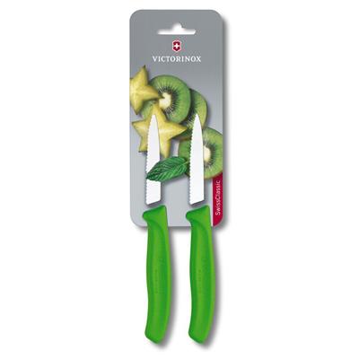 Victorinox 6.7636.L114B 8cm Yeşil 2li Tırtıklı Soyma Bıçağı, Blisterli Paket