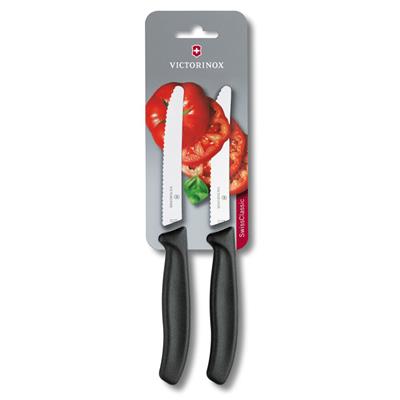 Victorinox 6.7833.B 11cm Siyah 2li Tırtıklı Domates ve Sofra Bıçağı, Blisterli Paket