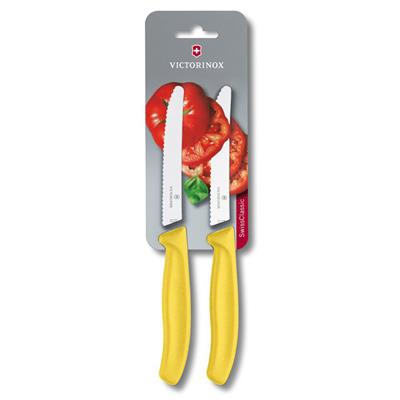 Victorinox 6.7836.L118B 11cm Sarı  2li Tırtıklı Domates ve Sofra Bıçağı, Blisterli Paket