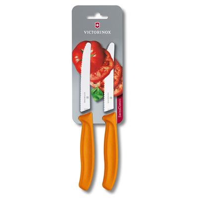 Victorinox 6.7836.L119B 11cm Turuncu 2li Tırtıklı Domates ve Sofra Bıçağı, Blisterli Paket