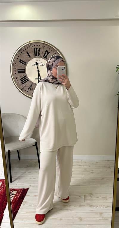 Fatmanurmarka tunik bol pantolon takım krem