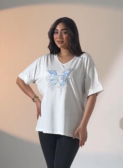 Leopar Kelebek Desenli Bluz