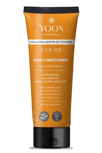 Biotin B7 ve Kolajen İçeren Vegan Saç Kremi, Nemlendiren, Besleyici ve Onarıcı Saç Bakım Kremi 200ml