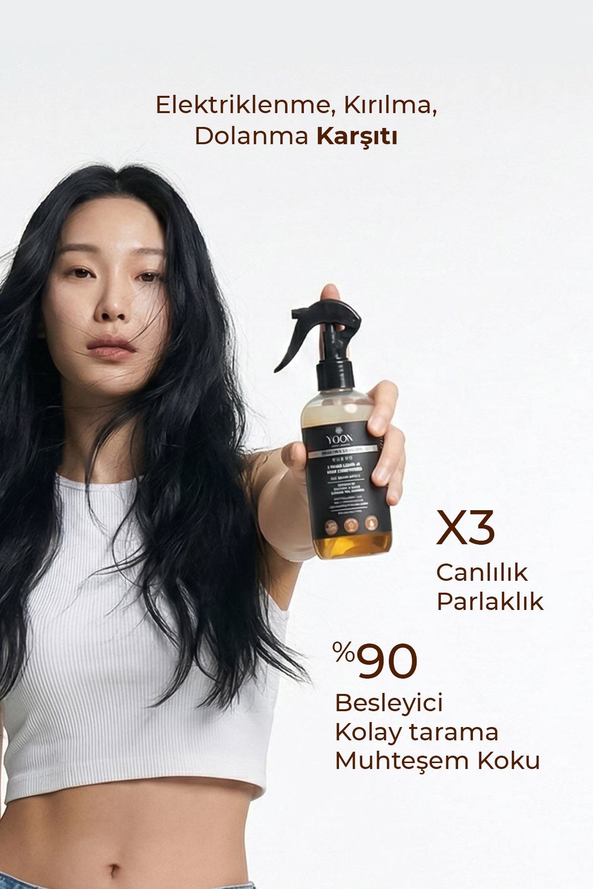 YOON 3'lü Düzleştirici & Saç Botox Kiti – Tuzsuz Şampuan, Sprey