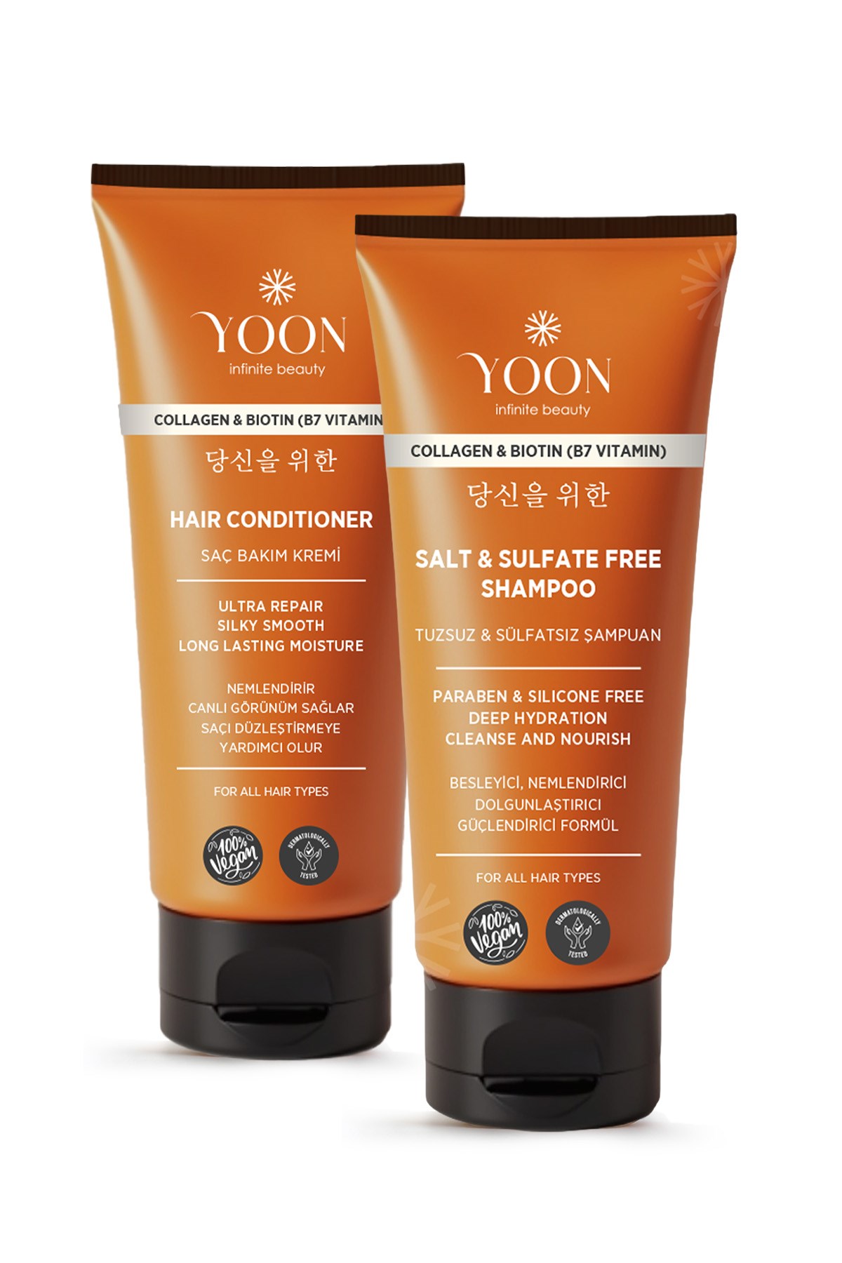 Tuzsuz Şampuan & Saç Kremi 2'li Set – Biotin & Kolajenli