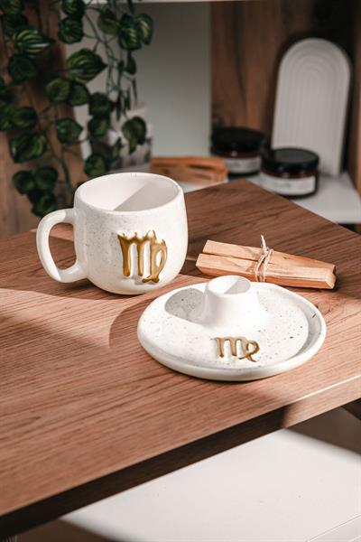 Başak Burcuna Özel El Yapımı Palo Santo Tütsülük ve Kupa Seti (2 adet Palo Santo dahil)