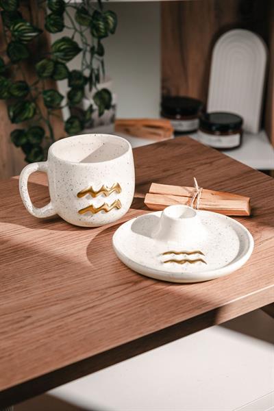Kova Burcuna Özel El Yapımı Palo Santo Tütsülük ve Kupa Seti (2 adet Palo Santo dahil)
