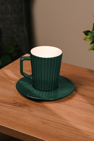 Seramik Petrol Mavisi Mug | Kahve | Çay | Filtre Kahve | Espresso | Kupa Seti | 200 ML | 2 Parça