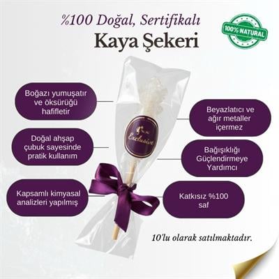 %100 Doğal, Sertifikalı Kaya Şekeri 10'lu Paket