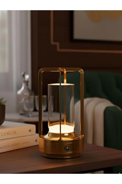 Premium Loft Serisi Cam Tasarım Masa Lambası Altın Retro Ambiyans Aydınlatma