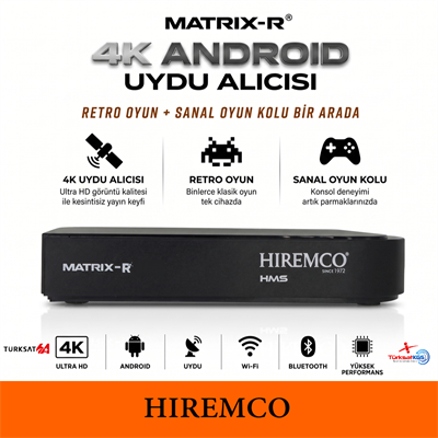 Hiremco Matrix R Android 4K 64GB Android 12 Uydu Alıcısı