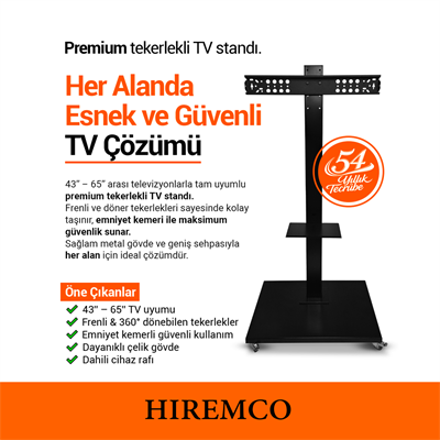 Hiremco Tekerlekli TV Standı (Premium)