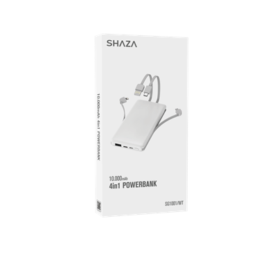 Shaza 10.000 mAh 4in1 Smart Chip Powerbank Beyaz SG1001/WT