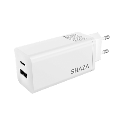 SHAZA Çift Çıkışlı Usb QC3.0& Type-C PD 65W  Şarj Adaptörü SG2501/65/WT