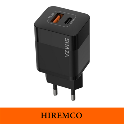 SHAZA Çift Çıkışlı Usb QC3.0 - Type-C PD Gan 20W Şarj Adaptörü Siyah