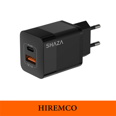 SHAZA Çift Çıkışlı Usb QC3.0 - Type-C PD Gan 45W Şarj Adaptörü Siyah