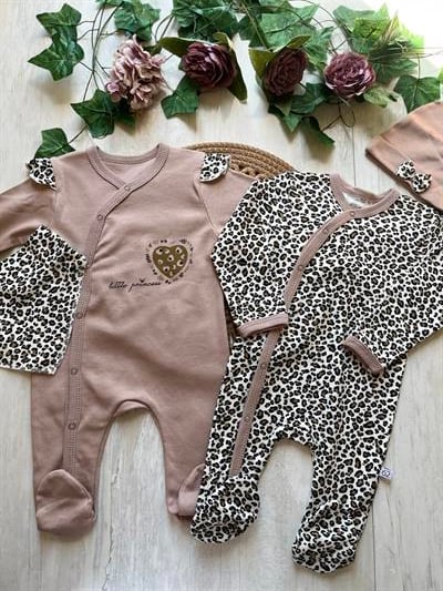 Fukukumbaby Kız Bebek Leopar Desenli 2li Tulum
