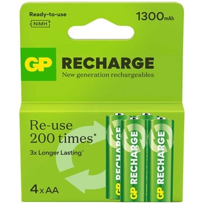 GP Batteries ReCharge 1300 mAh AA Ni-MH Şarjlı Kalem Pil 1.2V - 4'lü Kart