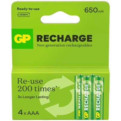 GP Batteries ReCharge 650 mAh AAA Ni-MH Şarjlı Pil 1.2V - 4'lü Kart