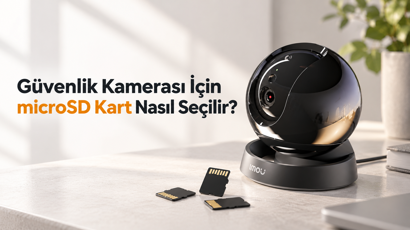 IMOU iç mekân güvenlik kamerası ve yanında microSD kartlar: güvenlik kamerası için microSD kart nasıl seçilir