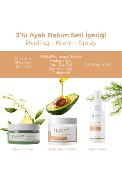 And You 3lü Ayak Bakım Seti (Peeling - Krem - Sprey)